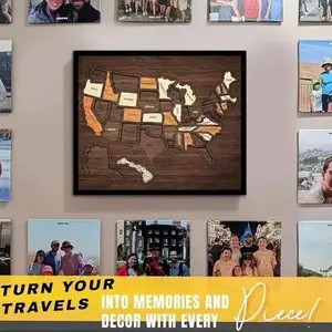 Mother's Day Gift, Flinelife Wooden Usa Travel Map Puzzle, Wood Puzzles, Perfect Meaningful Present for Couples and Families, Track Every Adventure Journey