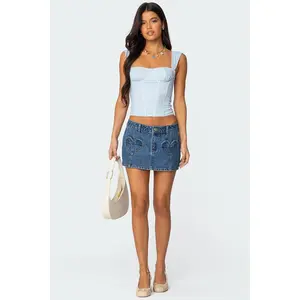 Heart Pocket Denim Mini Skirt