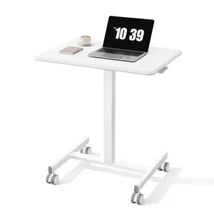 Height Adjustable Mobile Rolling Standing Desk with Built-in Wheels, Ergonomic Handle, Multi-Position & Posture Adjustable Features - Overbed Table, Teacher Podium, Laptop Computer Cart for Home, Office, Built-In Wheels Desks, Ergonomic Handle Desks