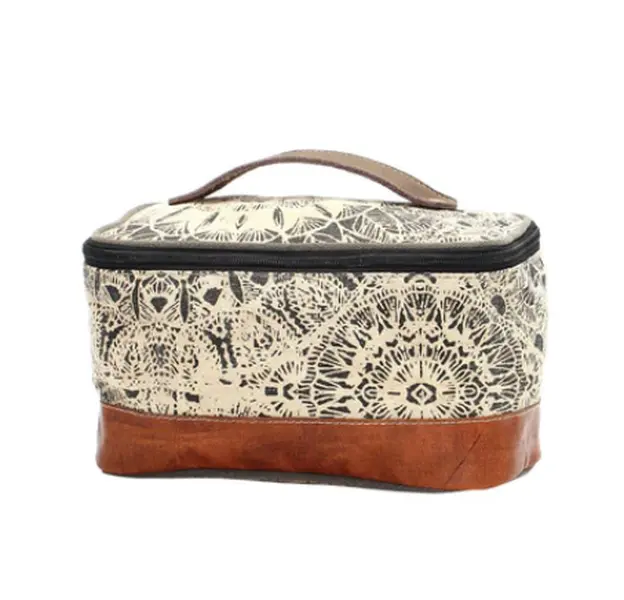 Fabric & leather cosmetic travel bag by Myra