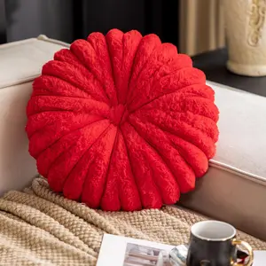 One round velvet pumpkin throw pillow, plush wheel cushion, European foldable waist pillow, a multi-functional home decoration suitable for use in living rooms, balconies and offices, Soft Furry Cushion