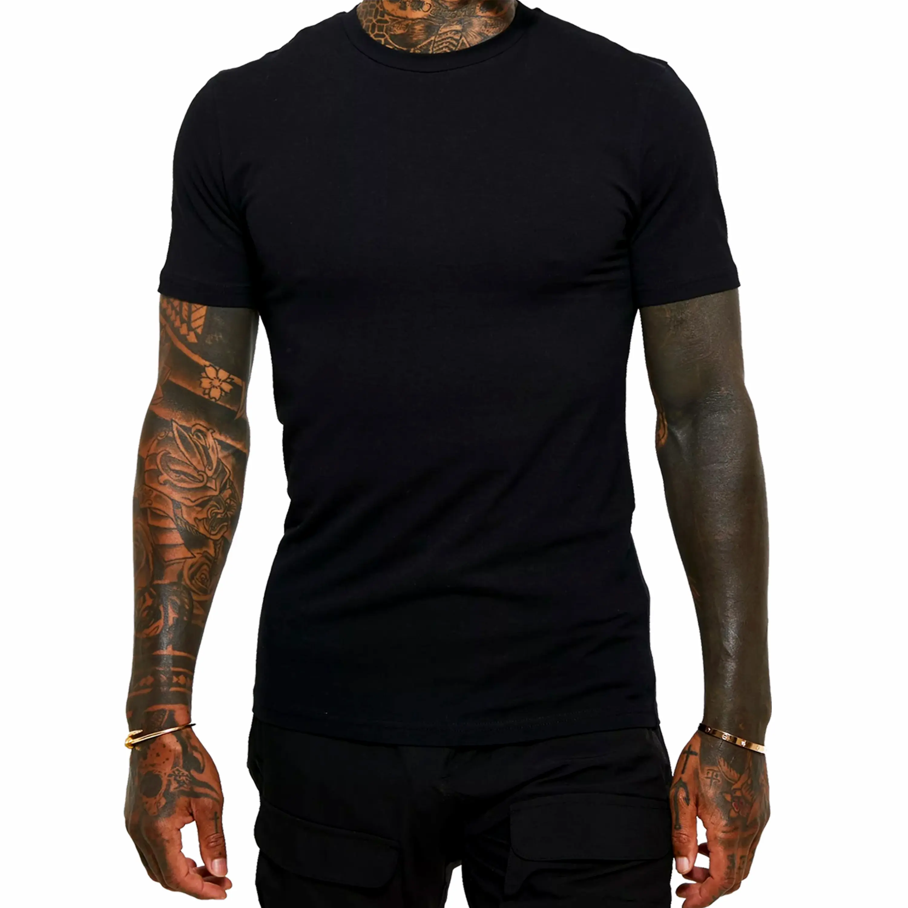 Men's Soft Cotton Blend T-shirt, Slim Fit Round Neck Top in White or Black, Breathable Moisture-Wicking Fabric for Layering, Tshirt, Short Sleeve Sports T-Shirt