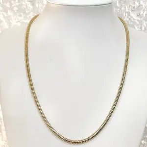 Cadena Cola de Ratón Gruesa 23 1/2 Inches Gold Plated 14k Necklace Jewelry Accessory