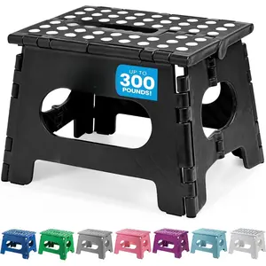 [New Deal]  Folding Step Stool is Sturdy Enough to Support Adults and Safe Enough for Kids. Opens Easy with One Flip.  (Black)