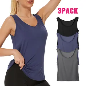 Showitty 3 Pack Women's Tank Top-Plus Size Undershirt Loose Fit Casual Round Neck Trendy Sleeveless Summer Tops