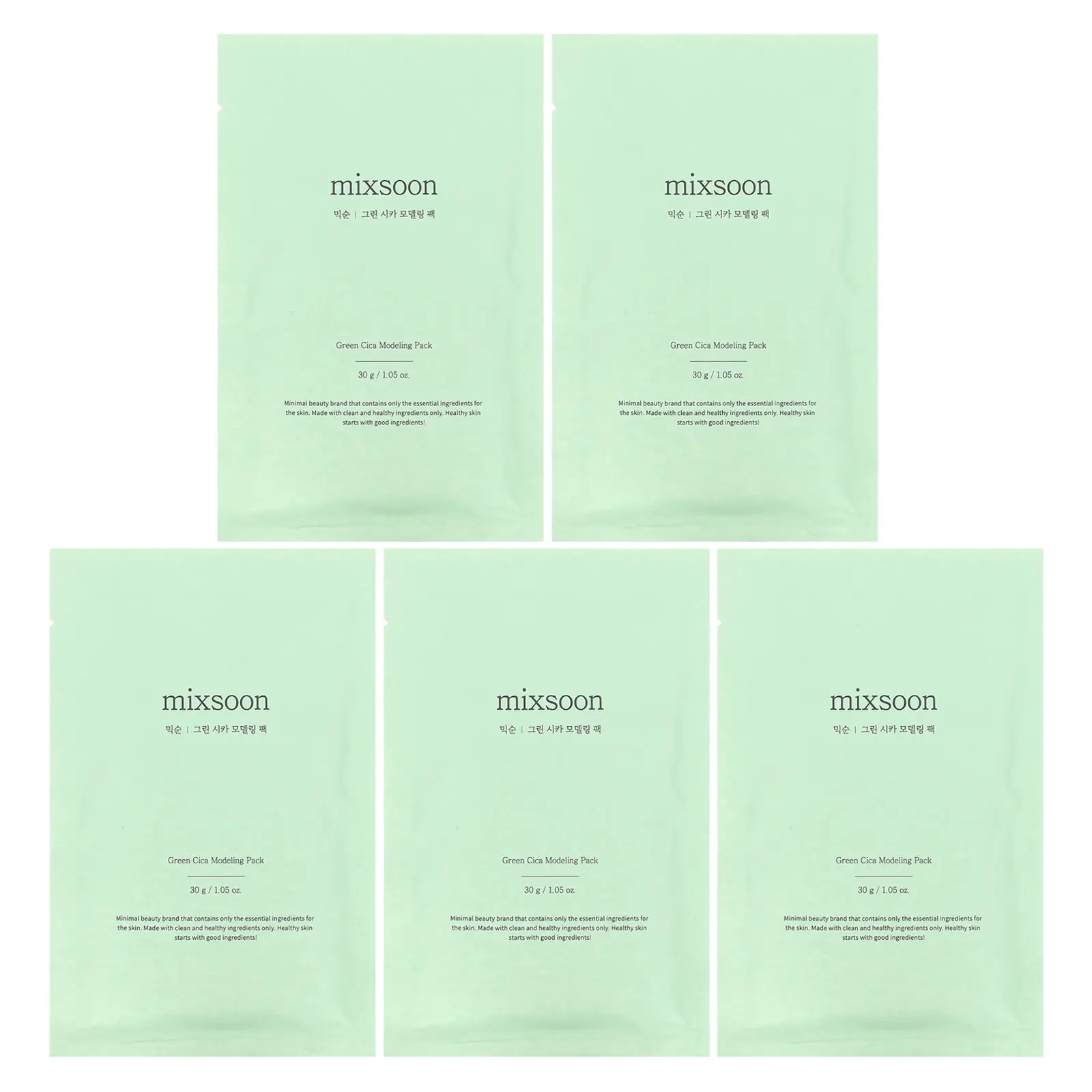 Mixsoon Green Cica Modeling Pack, 5 Packs, 1.05 oz (30 g) each