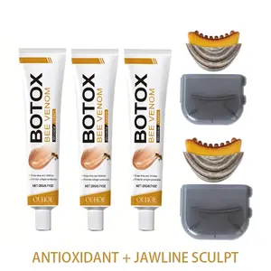 Antioxidant Snatched Duo Skincare Kit: Bee Venom Moisturizing Balm (Skin Defense, Firming) + Ergonomic Lymphatic Face Sculpting Brush - Anti-Aging, De-puffing, Jawline Contouring