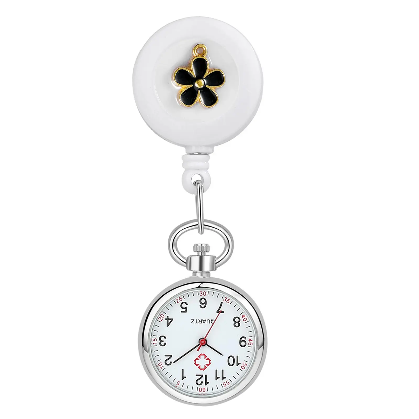 OIDEA Petal Fob Watch for Nurses, Unisex Silver-Tone Silicone Pocket Watch with Retractable Clip, 1ATM Water Resistant, Gold And Silver Tone Pocket & Fob Watches