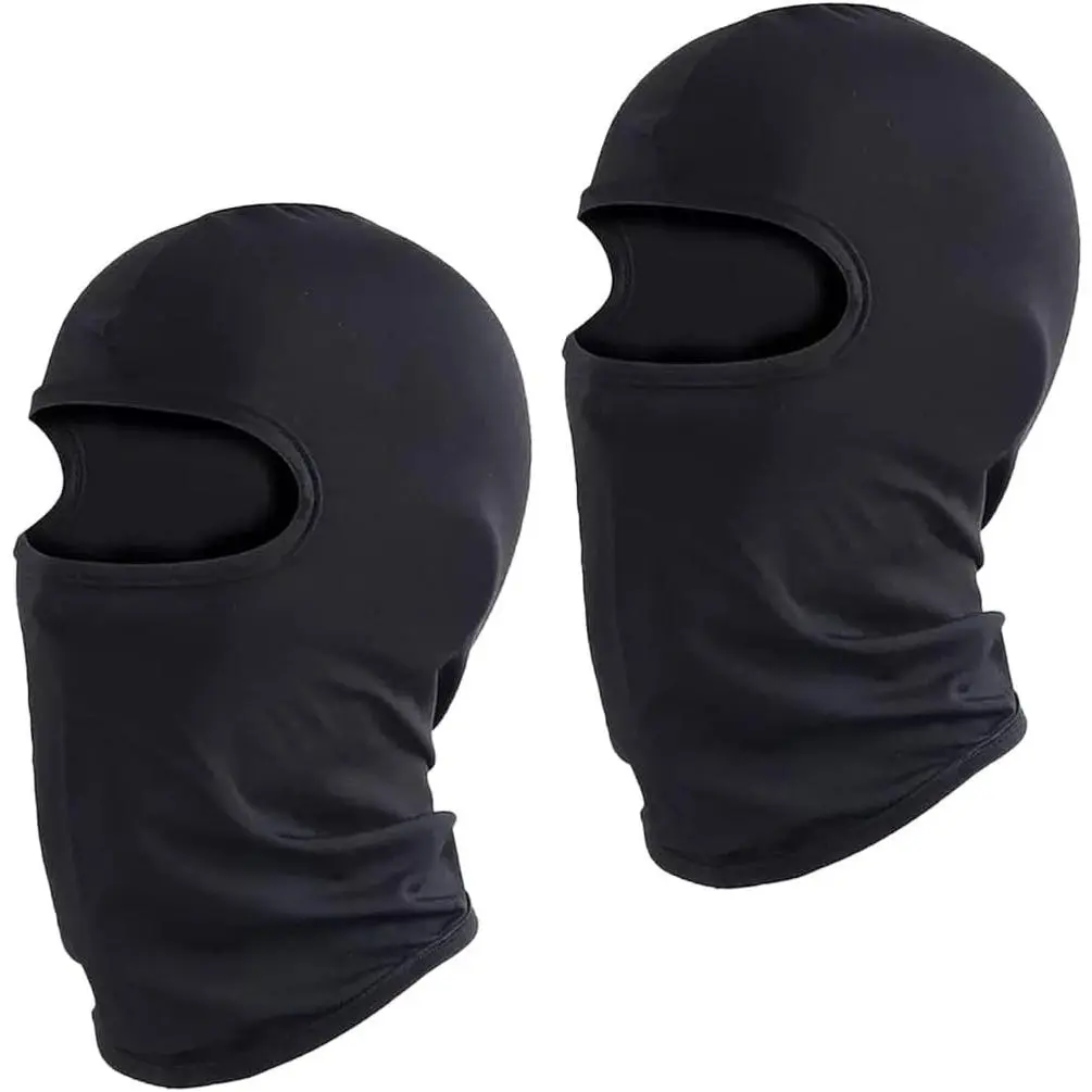 Kids' Black Elastic Balaclava Headwear, 2 Pack Windproof Full Face Ski Mask for Cycling & Outdoor Sports, Fits Boys & Girls Ages 8-12, Windproof Balaclava, Cycling Gear, Polyester Blend, 8-12 Years Old, Unisex Kids, Wind Protection, Pack Of Two