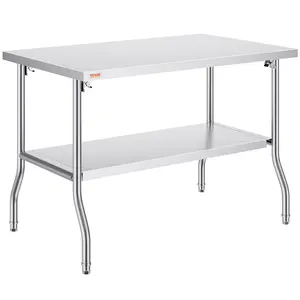【fathersdaygift】VEVOR Folding Commercial Prep Table 48 x 30 Inch Commercial Worktable Workstation with UndershelfHeavy-duty Stainless Steel Folding Table with 300 lbs Loadfor Home Kitchen Restaurant Garage