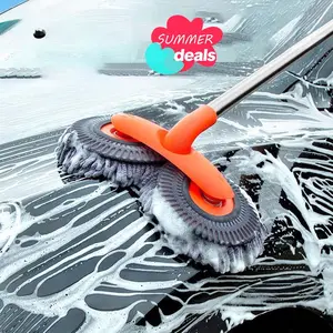 43'' Long handle car wash mop, Brush head 360°   rotating,Detail cleaning,3X Fast Clean,soft chenille material,Avoid scratching,Suitable for Car, RV, Truck, SUV and Home cleaning - Car Wash Accessories!Car Wash Kits!Gifts for car lovers!