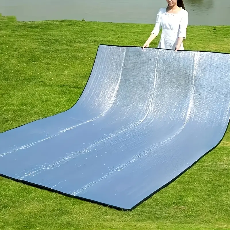 Aluminum Foil EPE Camping Mat, 180x200cm Double-Sided Waterproof Camping Accessory with Insulation, Dust-Proof, Moisture-Proof, Lightweight for Outdoor Picnics, Beach Outings