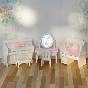 Dollhouse Furniture Set, 6 Counts/set Miniature Dollhouse Piano Room Accessories, Dollhouse Miniature Furniture, Doll Seat, Doll Accessories