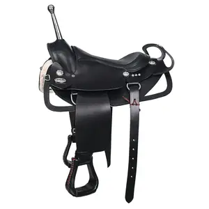 HILASON Custom Designed Rare Western Trick Riding Saddle Balck | Horse Racing Leather Saddles for Horses