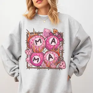 Mama - Mama Eight Ball Edgy Mama Sweatshirt - Ash Grey - Unisex Jersey Sublimation Design Vintage Style Comfortable Everyday Wear