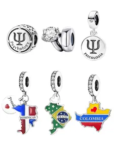 Colorblock World Map Design Charms, Fashionable Adjustable Bracelet for Women & Girls, Trendy All-match & Exquisite DIY Jewelry for Birthday Gift, Bling Stylish Accessory
