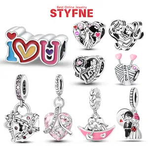 925 Silver New Series Couple Love Boy&Girl Dangle Charms Heart Beads Fit Original Bracelet for Women Diy Fine Jewelry Gift