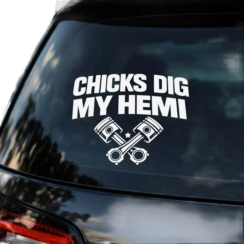 Chicks Dig My Hemi Car Decals - White Vinyl Stickers for Car Windows and Doors