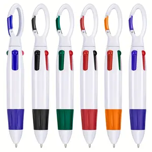 6pcs Plastic Hook and Loop 4 in 1 Multicolor Fun Smooth Writing Pens with Keychain
