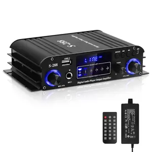 Stereo Audio Amplifier for Home Speakers S-288 Bluetooth 5.0 HiFi Mini Audio Component Amplifiers Receiver 4.0CH RMS 40Wx4 Max. 600W Integrated Power Amp W/USB,FM,Adapter