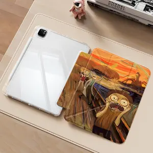 Interesting Screaming Masterpiece Protective Tablet Case with Transparent Acrylic Y-Fold Stand,Anti-Drop Scratch-Resistant,Transparent Acrylic Back,Retro Pop Art,Fits iPad 7.9/8.3/10.2/10.5/10.9/11/12.9 13 inch,Shock-resistant Full Cover Ideal for Office