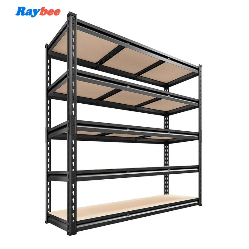 Raybee Shelf Standing Utility Shelves for Home Garage Kitchen Office Metal Frame Adjustable Storage Rack Rolled Edge Column Shelf with MDF Board Panel #TikTokShopStockUp