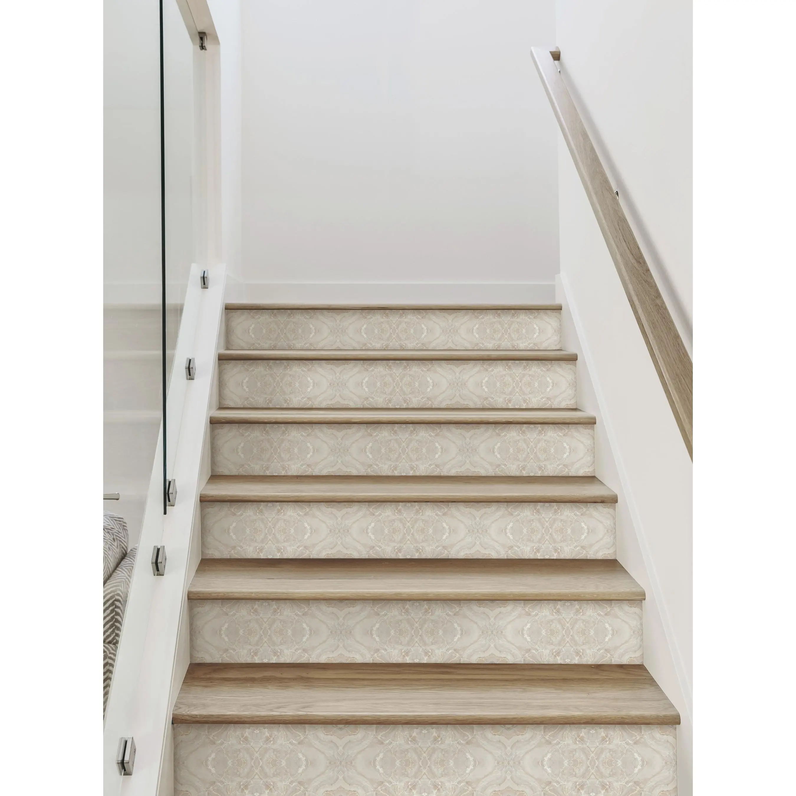 Patterned Marble Peel and Stick Stair Riser Strips