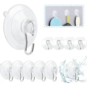Household daily necessities Piutouyar 12Pcs Suction Cup Hooks, 1.77 Inch Clear Suction Cup with Stainless Steel Hook Removable Heavy Duty Wall Hooks for Window Wall Bathroom Shower Kitchen Door Holds up to 4 lbs