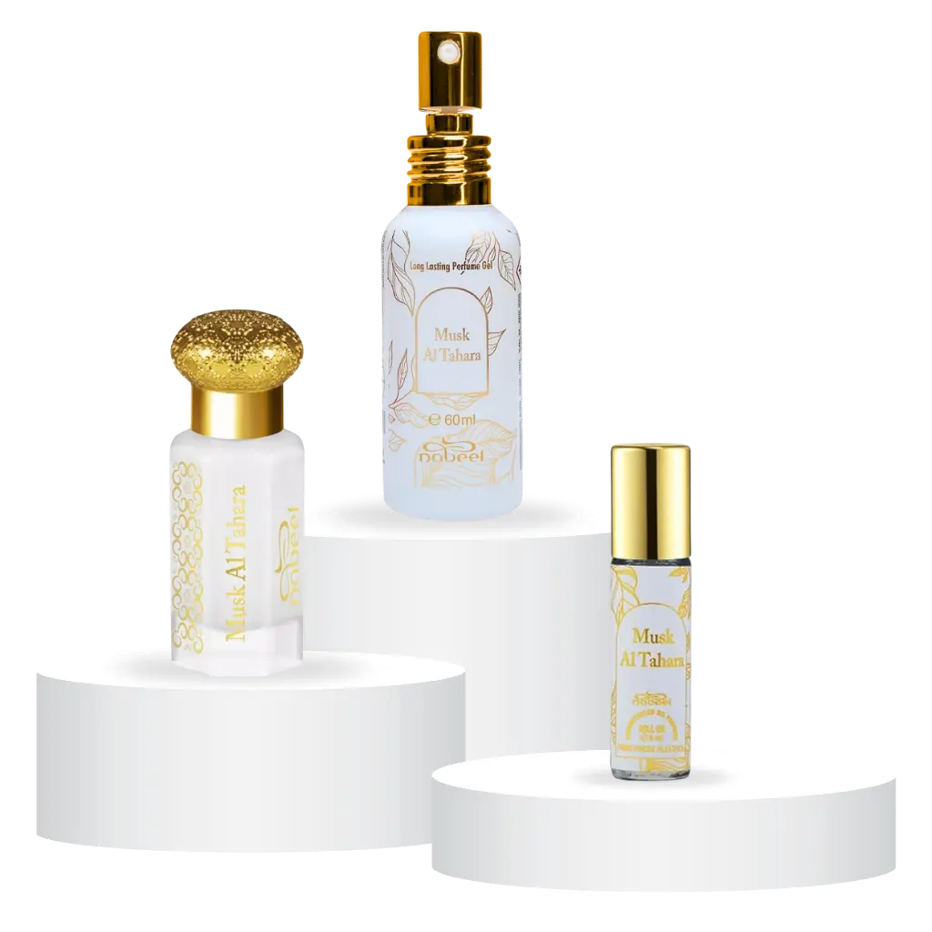 Nabeel | Musk Al Tahara | Unisex Fragrance | 12 ML - 60 ML | Concentrated Oil + Roll On Oil + Gel | White Musk - White Lotus & Voilet