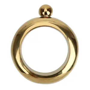 Bracelet Shaped Hip Flask, 1 Count 3.5oz Round Chic Hip Flask,  Modern Elegant Wine Bottle, Drinkware Accessories for Whiskey Vodka Alcohol, Containers