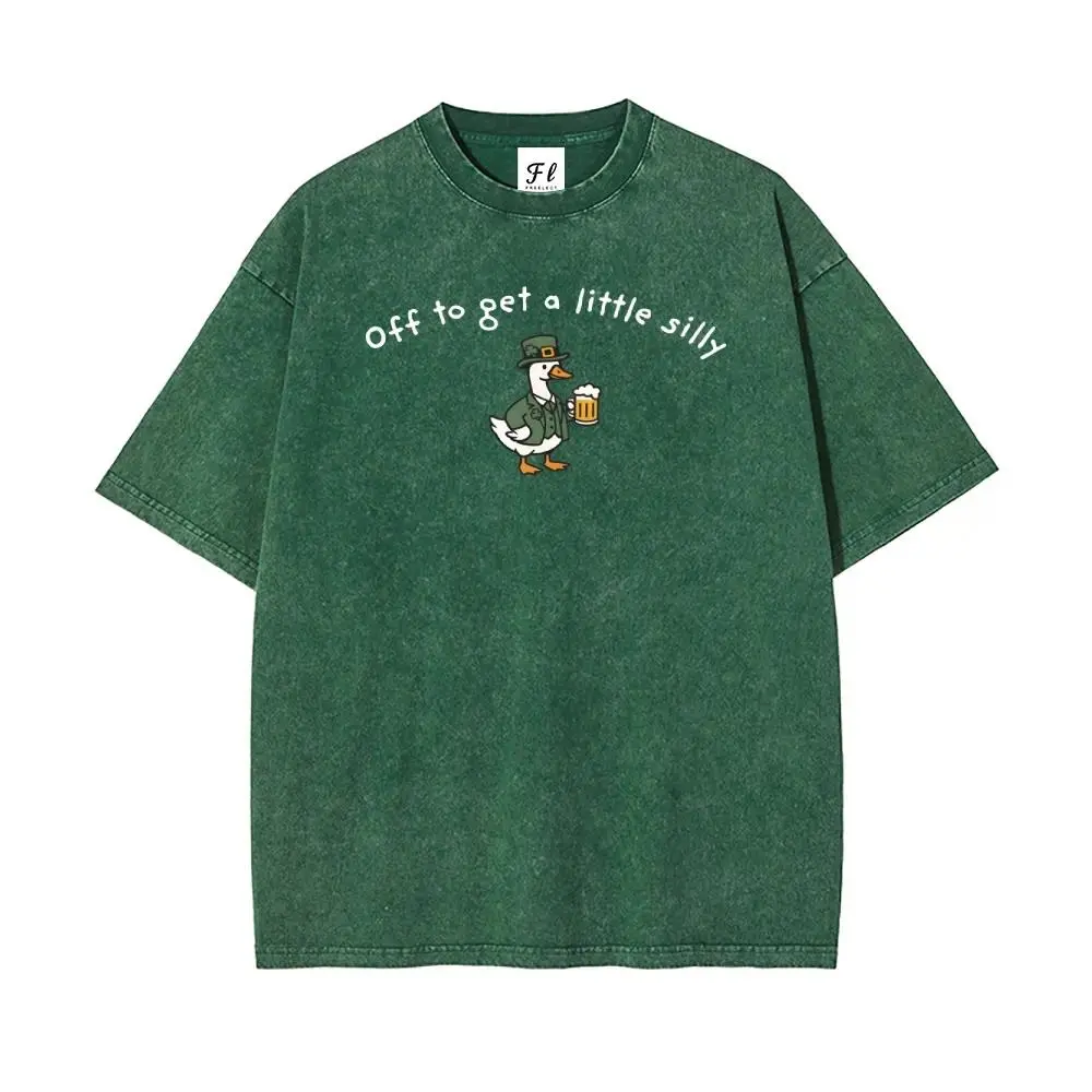 Men's Casual Graphic Tshirt, Vintage St. Patrick's Day Print, Washed Cotton Round Neck Shortsleeve Top, Regular Fit Menswear