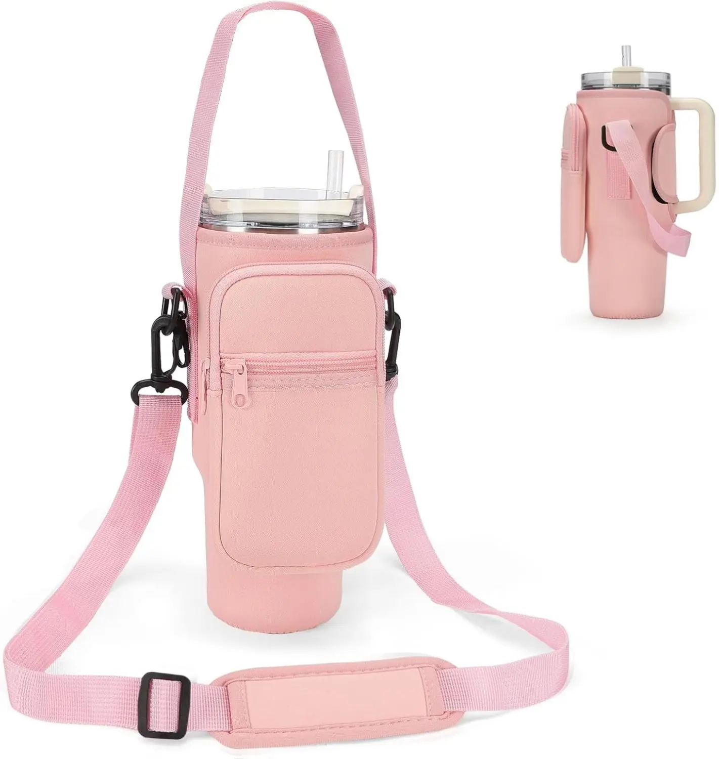 New Deal - Water Bottle Carrier Bag for Stanley 40/30 oz Tumbler with Phone Pocket Neoprene Water Bottle Holder with Shoulder & Handheld Strap Stanley Cup Accessories