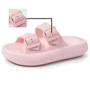 Sandals for Women and Men - Pillow Slippers - Double Buckle Adjustable Slides - EVA Flat Sandals