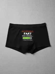 Funny Men's Underwear with Warning Fart Design, Humorous Casual Briefs for Father's Day & Day Gifts, All-Season Wear