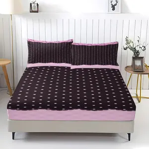 Polka Dot Pattern Fitted Sheet, Girly Style Bedding Set (1 Sheet + 2 Pillowcases, No Pillow Insert), Suitable For Girls, Teenagers, Adults, Bedrooms, Dormitories, Guest Rooms