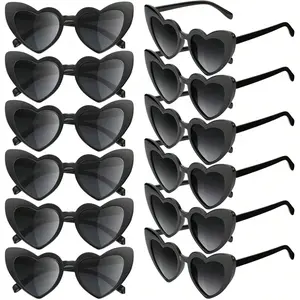 Heart-Shaped Sunglasses, 12pcs/set Trendy Heart Sunglasses, Fashion Accessory for Bridal Shower, Bachelor Party, Wedding, Birthday, Party Favor