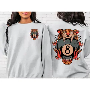 Lucky Leopard 8 Ball Grunge Sweatshirt, vintage western clothing, crewneck western outfits women’s clothes, western cowgirl stuff, western tops graphic t-shirts, country western tees women, sweatshirts for women, western graphic tee women country clothing