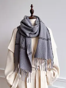 Unisex Plaid Scarf for Fall & Winter, Korean Style Long Warm Fashion Accessory, 30x180cm Size, Perfect for Men Women Daily Wear Muffler  Neckerchief Checkered scarf