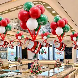 Cute Christmas Balloon Decorations, Hot Air Balloon Santa Claus Design, Perfect for Holiday Parties & Festive Celebrations