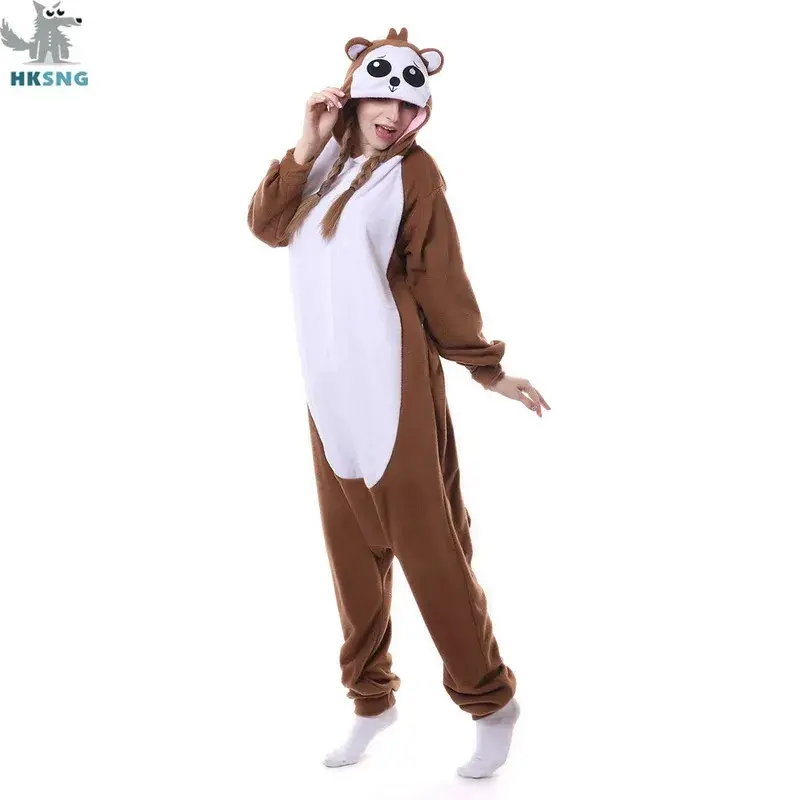 Unisex Animal Adult Monkey Papio Onesie Kigurumi Pajamas Fleece Cartoon Halloween Family Party Halloween Outfit