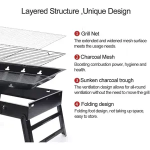 17" Foldable Portable Compact Tabletop Small Charcoal BBQ Grill for Outdoor Travel Backyard Picnic Beach