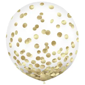 2 Pack-24″ Clear Latex Balloon with Foil Confetti Round Colorful