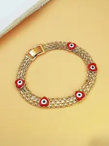 Bohemian-style Evil Eye Bracelet, Heart charm bracelet, Exquisite Trendy Bracelet, Fashionable Bracelet, wide design with a red beaded pendant, suitable for everyday wear or as a holiday gift, symbolizing protection