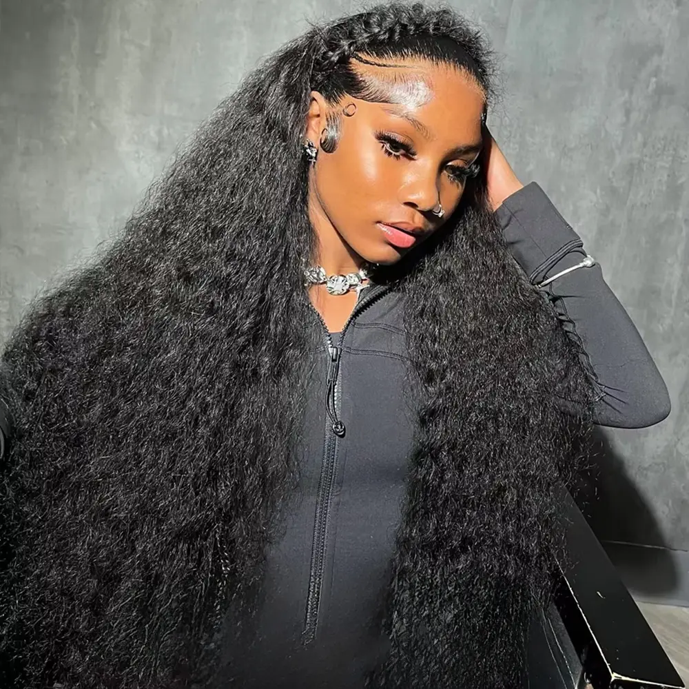 Kinky Curly Lace Front Human Hair Wig Invisible Hairline Glueless Wig 30 36 Inches Curly Human Hair Wig Brazilian Remy 13x4 13x6 HD Lace Frontal Wigs Deep Wave Human Hair Wig For Women 3-IN-1 Half Wig Drawstring Beginner Friendly#SummerWins#WeeklyDeals