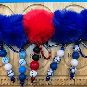 Post keychain with pom pom (Claim on Live) Fun Accessory for Keys and Bags