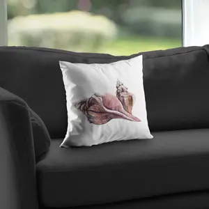 360 Stand 14x14 in. Horse Conch Shells Throw Pillow - Durable Sea Beige Poly Twill, Polyester Insert, Coastal Charm Home Decor for Coastal Style Bedrooms, Bedroom Inspo