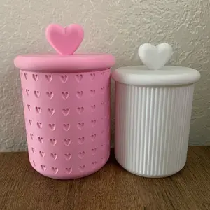 Coquette Heart Storage Jars | 3D Printed Lidded Containers | Cute Desk & Vanity Decor | Bathroom Storage | Candy Jars