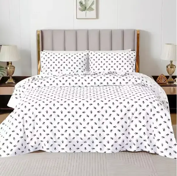 Four Pieces King Flannel Cotton Sheet Set Deep Pocket Breathable Cozy Christmas Bedding Soft Durable Black Elk Pattern 100% Cotton Flannel Sheets for All-Season Comfort 13SM-Flannel-King-BLACK ELK