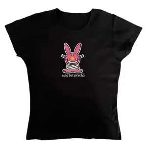 Happy Bunny Baby Tee - Gothic Emo Girl Top - Y2K Women