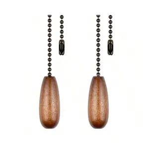 2 Pieces Ceiling Fan Chain Pulls Wooden Pull Chain Extension Pull Chain For Ceiling Light Lamp Fan Chain